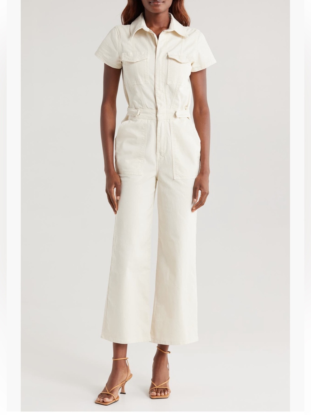 Good American Fit For Success Twill Palazzo Crop Jumpsuit